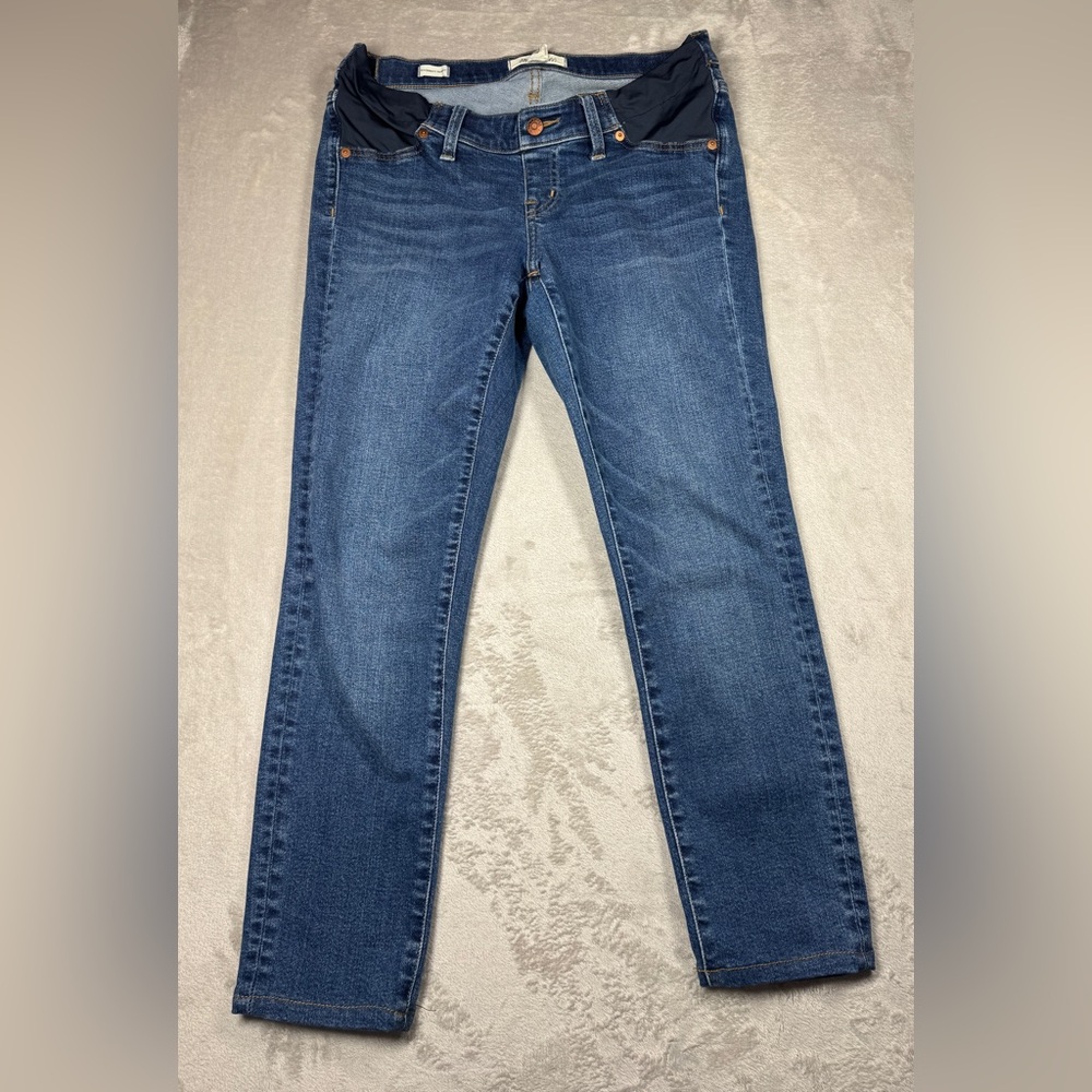 Madewell Maternity Cropped Skinny Fit Denim Stretch Blue Jeans Size 28